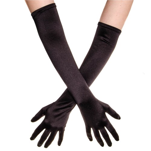 Domácnost a zábava - Společenské saténové rukavice 45 cm - černé