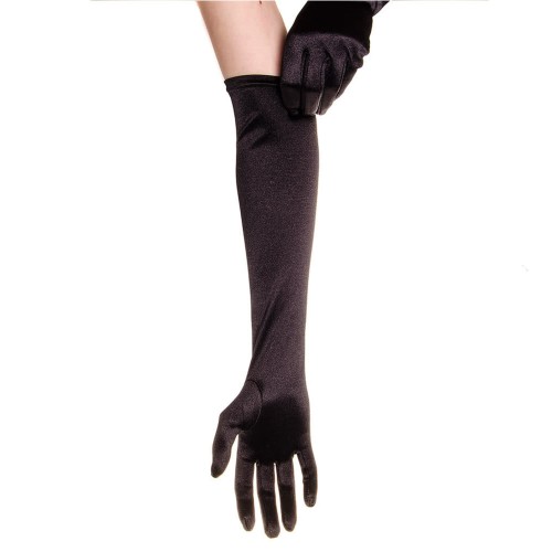 Domácnost a zábava - Společenské saténové rukavice 45 cm - černé