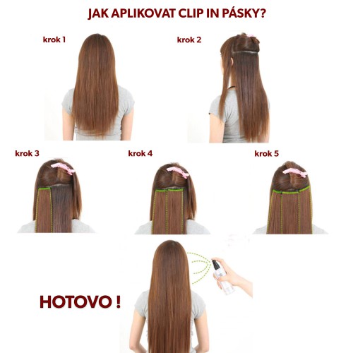 Prodlužování vlasů a účesy - Rovný clip in pásek vlasů v délce 60 cm - odstín P