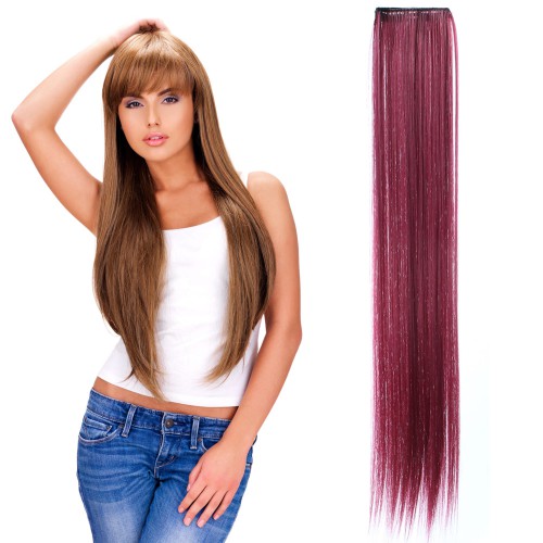 Prodlužování vlasů a účesy - Rovný clip in pásek vlasů v délce 60 cm - odstín T