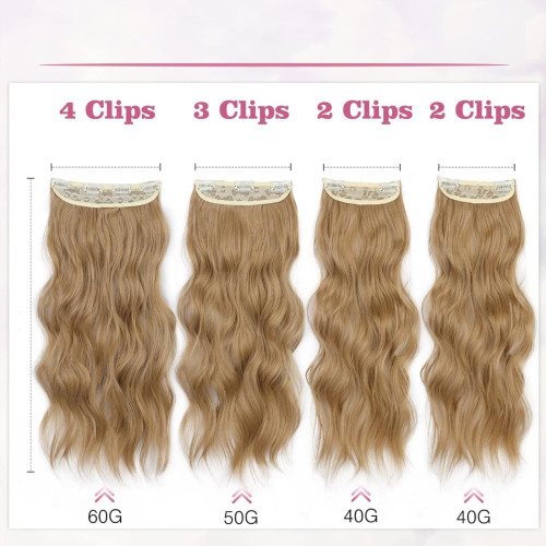 Prodlužování vlasů a účesy - Clip in prodloužení vlasů, sada 4 ks - odstín 103 (plavá)