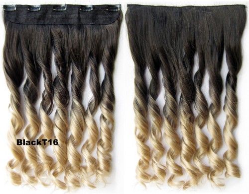 Prodlužování vlasů a účesy - Clip in pás - lokny - ombre - odstín Black T 16