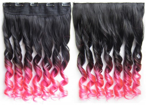 Prodlužování vlasů a účesy - Clip in pás - lokny - ombre - odstín Black T Pink