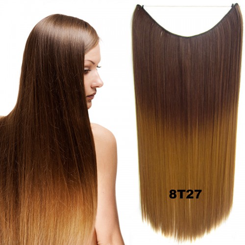 Prodlužování vlasů a účesy - Flip in vlasy - 55 cm dlouhý pás vlasů - odstín 8 T 27