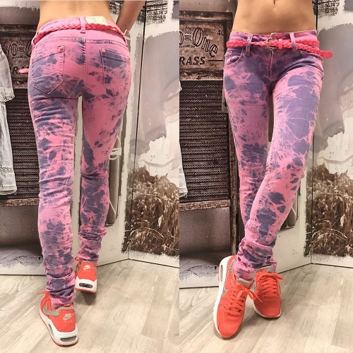 Dámská móda a doplňky - Dámské neon jeans - růžové