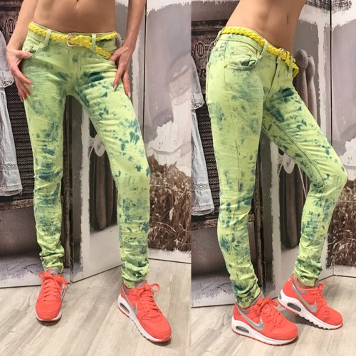 Dámská móda a doplňky - Dámské neon jeans - zelené