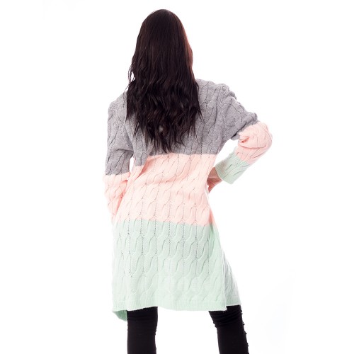 Dámská móda a doplňky - Dámský dlouhý pulovr - pastelové pruhy