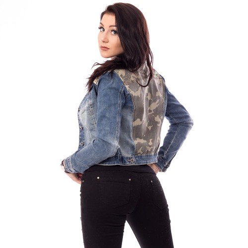 Dámská móda a doplňky - Dámská jeans bunda s aplikací Army