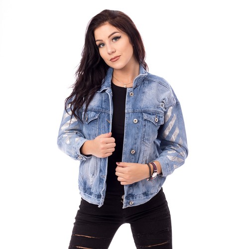 Dámská móda a doplňky - Dámská jeans bunda Love - světle modrá