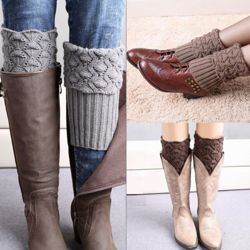 Dámská móda a doplňky - Pletené návleky na nohy do kozaček 2 v 1
