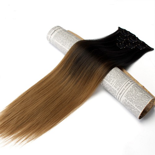 Prodlužování vlasů a účesy - Clip in sada OMBRE rovná - odstín Black T 27