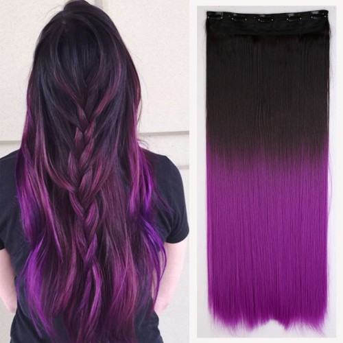 Prodlužování vlasů a účesy - Clip in vlasy - 60 cm dlouhý pás vlasů - ombre styl - 2/30 T Purple