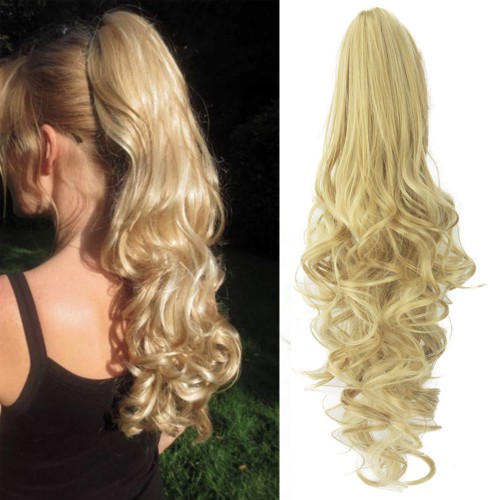 Prodlužování vlasů a účesy - Culík prstýnkový na skřipci 57 cm - plavá blond