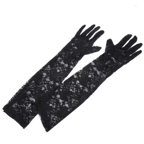 Dámská móda a doplňky - Společenské rukavice 43 cm krajkové - černé