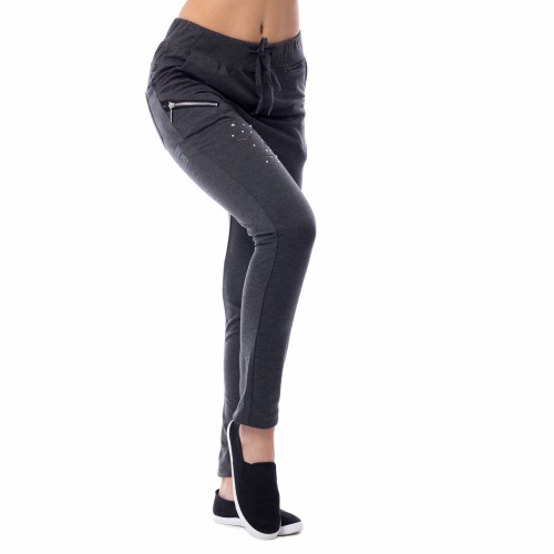 Dámská móda a doplňky - Dámské teplákové kalhoty Fashion - tmavě šedé