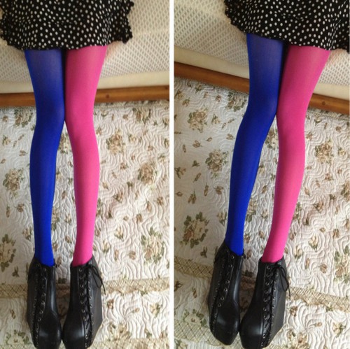 Dámská móda a doplňky - Dámské dvoubarevné punčochy