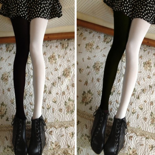 Dámská móda a doplňky - Dámské dvoubarevné punčochy