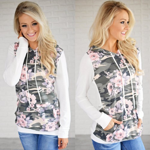 Dámská móda a doplňky - Dámská mikina s kapucí Floral Camo