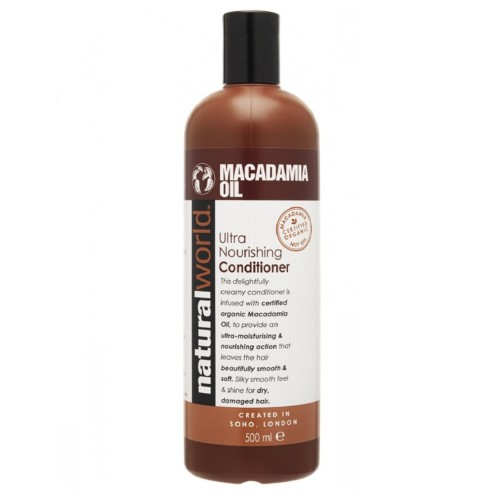 Prodlužování vlasů a účesy - Natural World Macadamia oil vlasový kondicionér, 500 ml