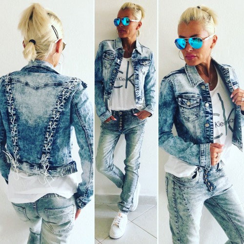 Dámská móda a doplňky - Dámská jeans bunda - Lacing