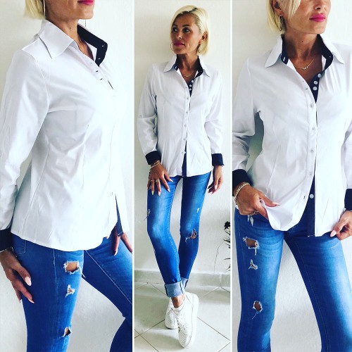 Dámská móda a doplňky - Dámská bílá košile - Chic