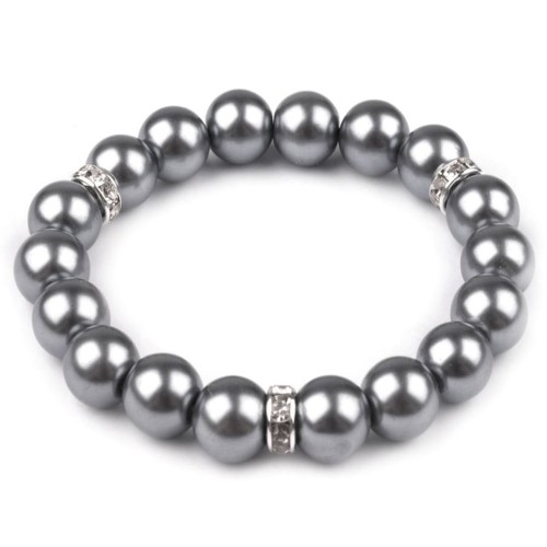 Dámská móda a doplňky - Pružný náramek z perel - šedá perleť