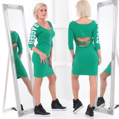 Dámská móda a doplňky - Dámské elastické šaty RAGGED - zelené
