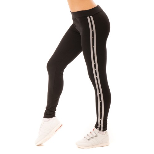 Dámská móda a doplňky - Černé legíny s lampasy a perličkami