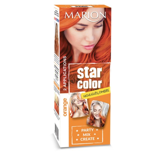 Kosmetika a zdraví - Marion Star Color smývatelná barva na vlasy Orange, 2 x 35 ml