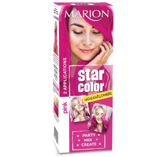 Kosmetika a zdraví - Marion Star Color smývatelná barva na vlasy Pink, 2 x 35 ml