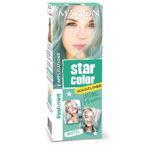 Krása a zábava - Marion Star Color smývatelná barva na vlasy Pastel Fresh Mint, 2 x 35 ml