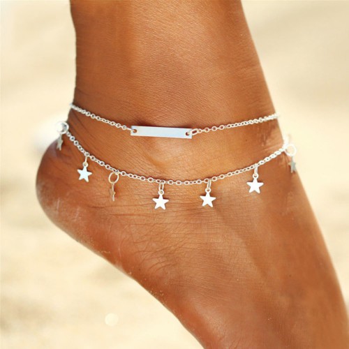 Dámská móda a doplňky - Dvojitý náramek na nohu Star