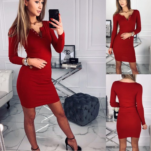 Dámská móda a doplňky - Dámské elastické šaty Penelope - červené