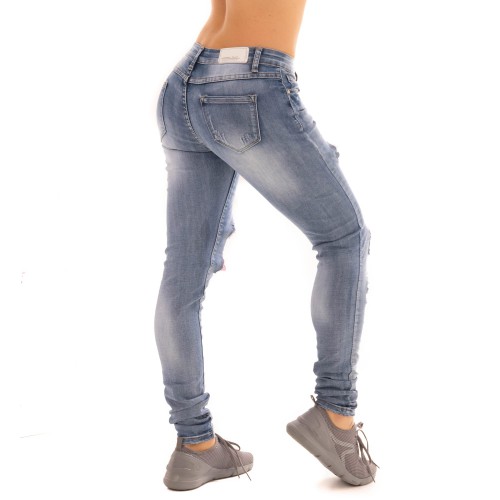 Dámská móda a doplňky - Slim jeans s krajkou - Pinky