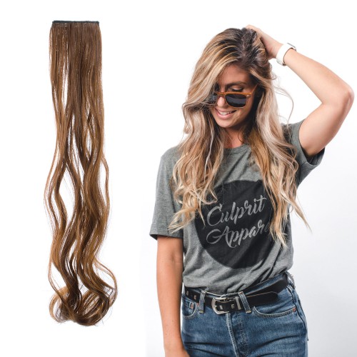 Prodlužování vlasů a účesy - Vlnitý clip in pásek vlasů v délce 55 cm - odstín G