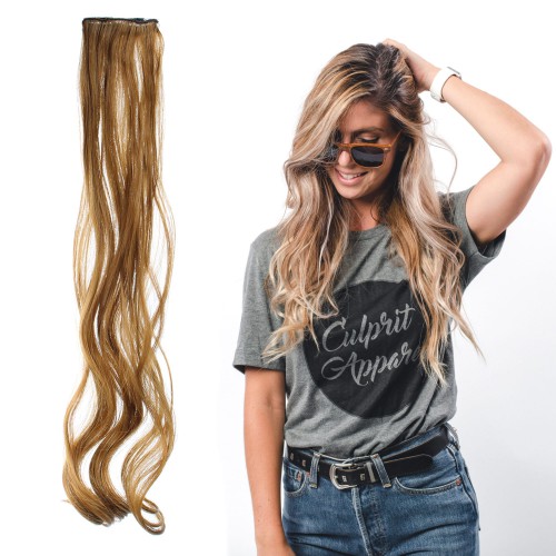 Prodlužování vlasů a účesy - Vlnitý clip in pásek vlasů v délce 55 cm - odstín I