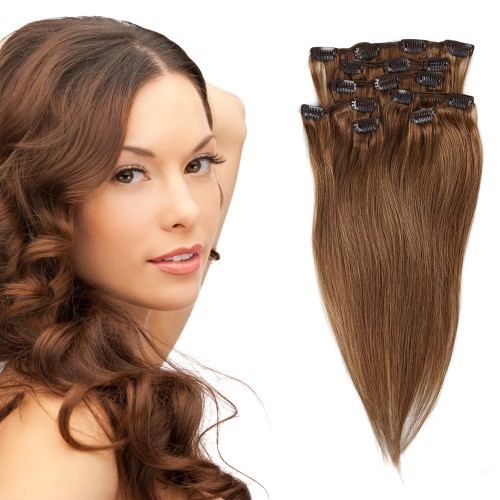 Prodlužování vlasů a účesy - Clip in vlasy 55 cm lidské – Remy 70 g - odstín 8