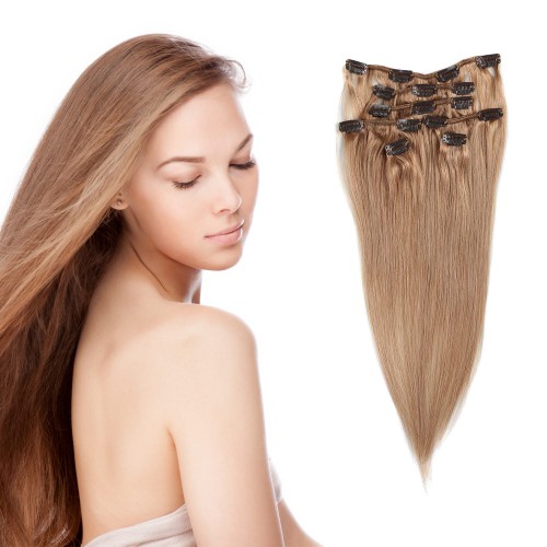 Prodlužování vlasů a účesy - Clip in vlasy 55 cm lidské – Remy 70 g - odstín 27