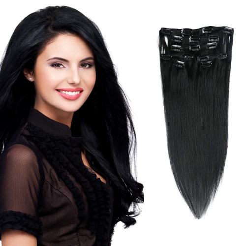 Prodlužování vlasů a účesy - Clip in vlasy 55 cm lidské – Remy 70 g - odstín 1#