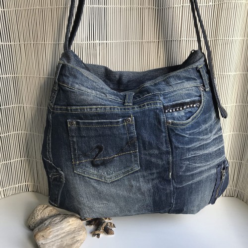 Dámská móda a doplňky - Verato Originální džínová tmavě modrá kabelka