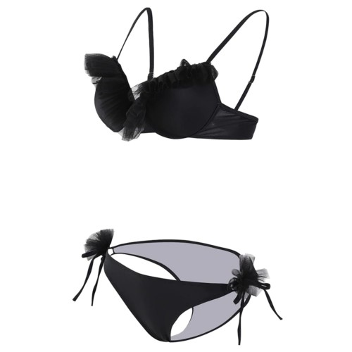Dámská móda a doplňky - Dámské dvoudílné plavky Black Flower