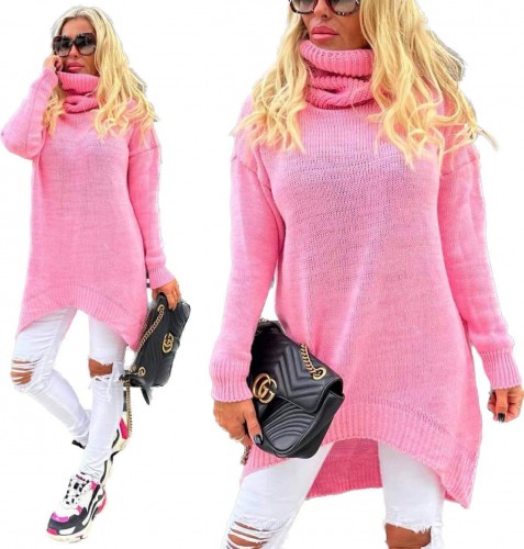 Dámská móda a doplňky - Dámská rolák Asymetric - růžová