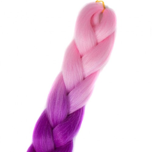 Prodlužování vlasů a účesy - Kanekalon pro zaplétání copánků - ombre růžová - fialová