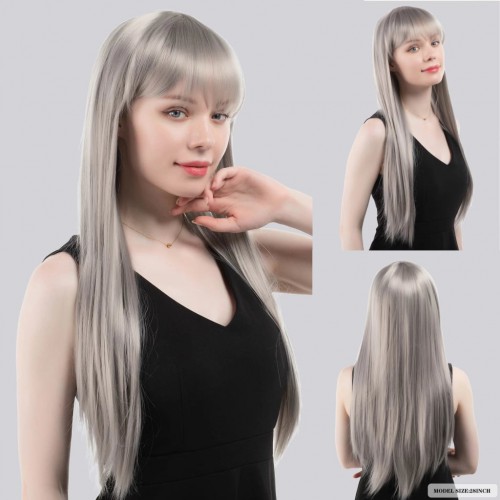 Prodlužování vlasů a účesy - Paruka GREA s ofinou - světle šedá