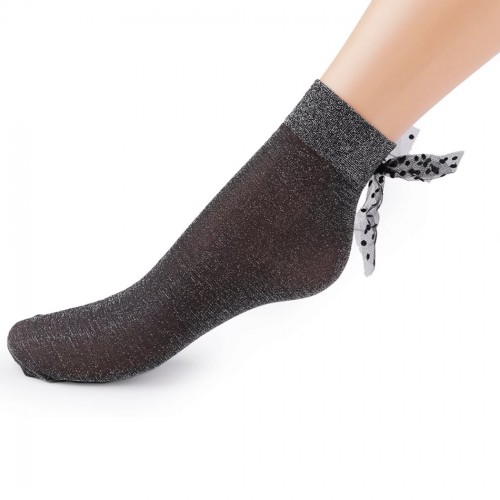 Dámská móda a doplňky - Dámské ponožky s mašlí a lurexem