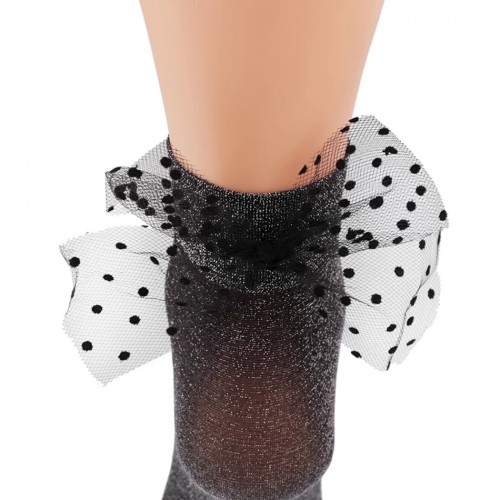 Dámská móda a doplňky - Dámské ponožky s mašlí a lurexem