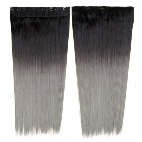 Prodlužování vlasů a účesy - Clip in vlasy - rovný pás - ombre - odstín Black T Dimgray
