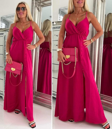Dámská móda a doplňky - Saténové šaty Long - růžové