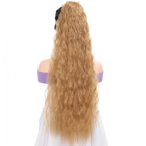 Prodlužování vlasů a účesy - Cop zvlněný extra dlouhý - medová blond