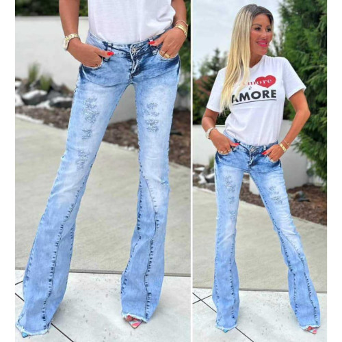 Dámská móda a doplňky - Dámské zvonové jeans s trháním